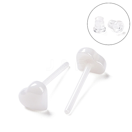 Hypoallergenic Bioceramics Zirconia Ceramic Heart Stud Earrings EJEW-Z023-08E-1