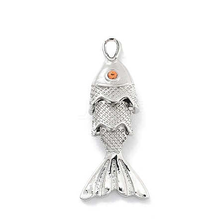 Fish Rack Plating Brass Micro Pave Cubic Zirconia Pendants KK-Z071-72A-01P-1