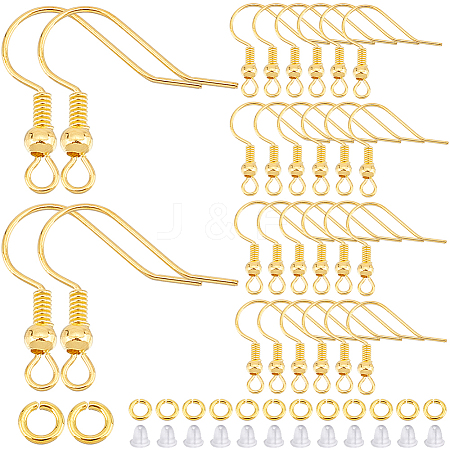 SOFPLATE 200Pcs Brass Earring Hooks KK-SP0001-44G-1