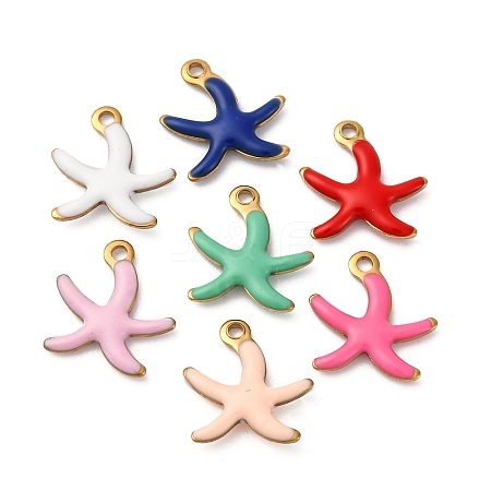 304 Stainless Steel Enamel Charms STAS-Q363-14D-G-1