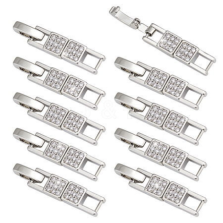 10Pcs Brass Micro Pave Clear Cubic Zirconia Watch Band Clasps KK-PH0014-30P-1