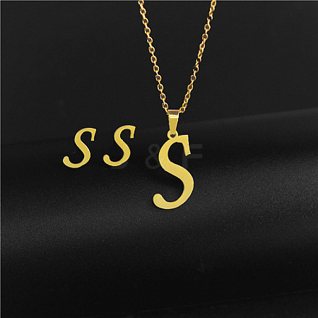 Golden Stainless Steel Initial Letter Jewelry Set IT6493-18-1