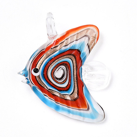 Handmade Gold Sand Lampwork Big Pendants LAMP-T023-06A-1