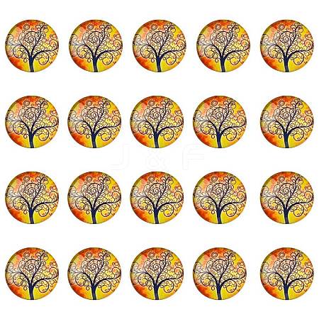 Half Round/Dome Tree Pattern Glass Flatback Cabochons for DIY Projects GGLA-YW0001-14F-1