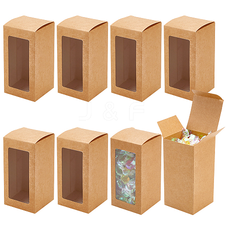 Kraft Paper Candy Boxes with PVC Clear Window CON-WH0097-07A-02A-1