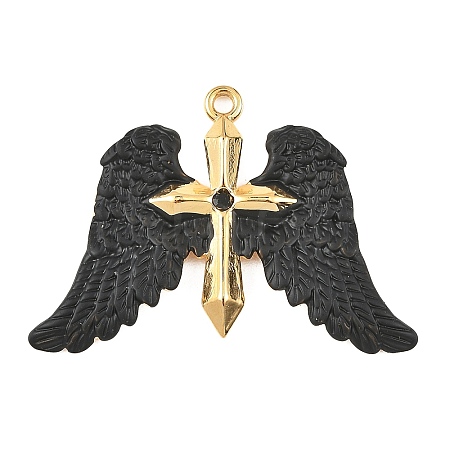 Baking Paint 304 Stainless Steel with Rhinestone Pendants STAS-Z186-03G-02-1