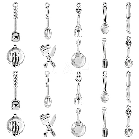 100Pcs Tableware Tibetan Style Alloy Pendants TIBEP-CJ0002-19-1