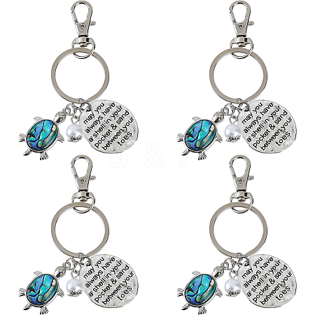 4Pcs Shell & Imitated Pearl Acrylic & Alloy Pendants KEYC-FH00103-1
