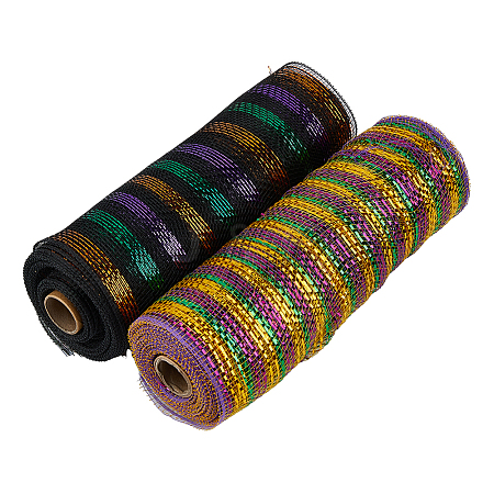 DICOSMETIC 2 Rolls 2 Colors PP Striped Mesh Ribbons SRIB-DC0001-02-1