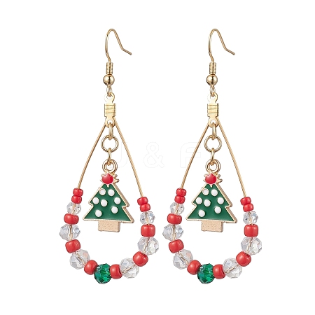 304 Stainless Steel Christmas Tree Dangle Earrings EJEW-TA00455-1