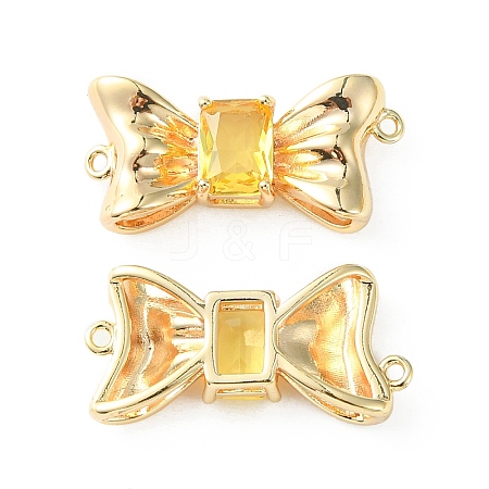 Brass Pave Cubic Zirconia Connector Charms KK-L208-01G-07-1