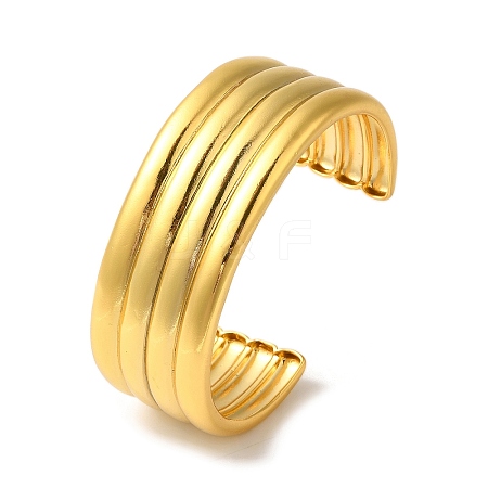 Rack Plating Brass Grooved Open Cuff Bangles BJEW-S150-01G-1