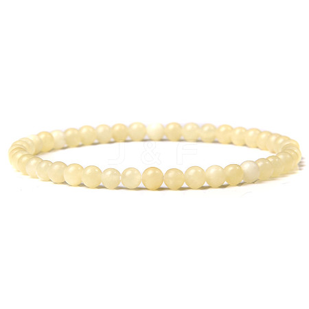 4mm Round Natural Yellow Jade Beads Bracelet for Men KG3069-31-1