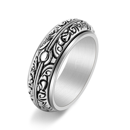 Rotatable Titanium Steel Finger Ring PW-WG74BEB-07-1