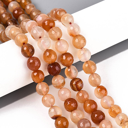 Natural Red Agate Beads Strands G-T139-8mm-89A-01-1