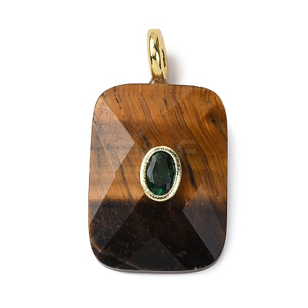Natural Tiger Eye Faceted Pendants G-B186-01G-08-1