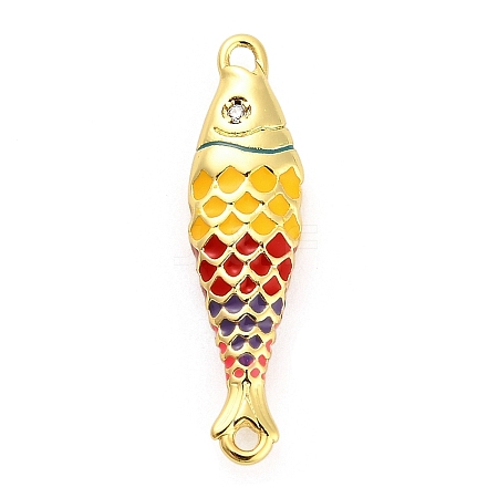 Brass Enamel Fish Connector Charms KK-H527-11G-01-1