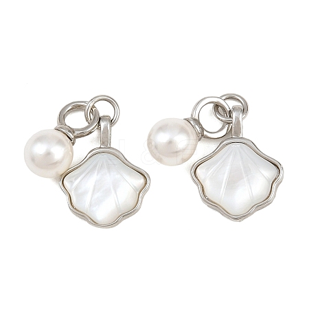Brass & Natural White Shell Pendants KK-CBA6A75-46P-1