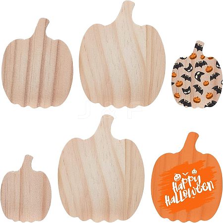 Olycraft 12Pcs 3 Style Halloween Theme Unfinished Wood Decorative Supplies DIY-OC0004-14-1