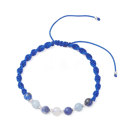 Natural White Moonstone & Lapis Lazuli & South Africa Sodalite & Dyed Quartz Round Beads Braided Bead Bracelets for Women BJEW-JB12917-06-1