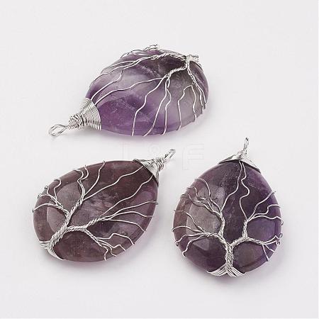 Natural Amethyst Big Pendants G-G956-A02-FF-1
