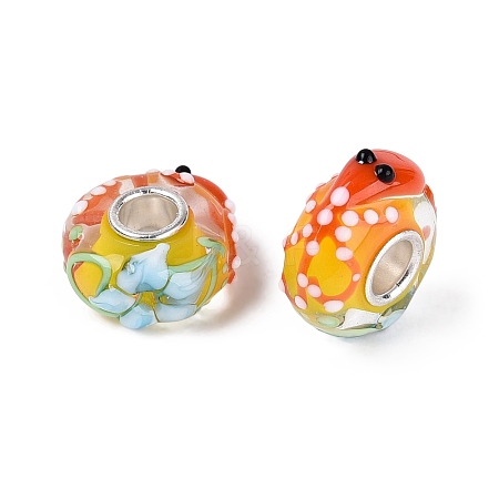 3D Lampwork & Brass Core European Beads LAMP-Q042-01D-1