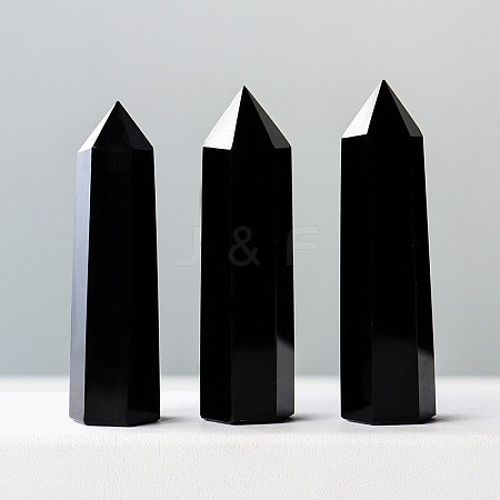 Natural Black Obsidian Pointed Prism Bar Home Display Decoration G-PW0007-108A-1