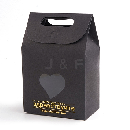 Rectangle Paper Bags with Handle and Clear Heart Shape Display Window CON-D006-01A-02-1