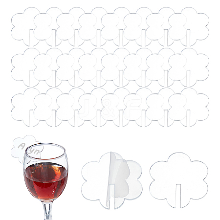 Flower Acrylic Wine Glass Charms Tag AJEW-WH0248-384A-1