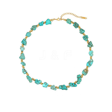 Nuggets Synthetic Turquoise Beaded Necklace for Women GU1557-1