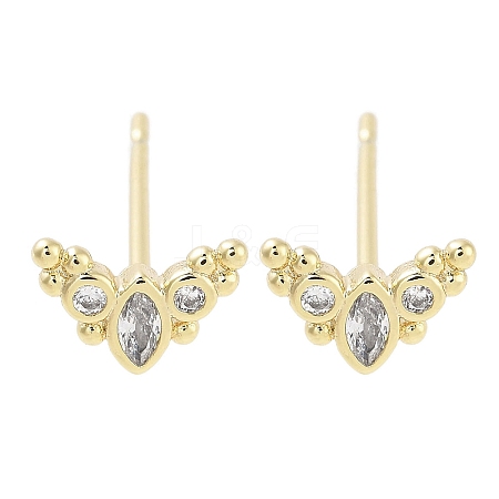 Brass Pave Clear Cubic Zirconia Stud Earring EJEW-S217-G10-1
