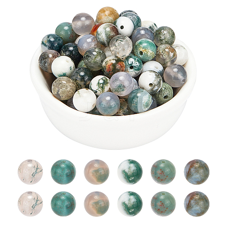 Natural Tree Agate Beads Strands G-AR0003-82-1