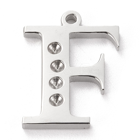 Tarnish Resistant 304 Stainless Steel Letter Pendant Rhinestone Settings LS-STAS-J028-01F-1