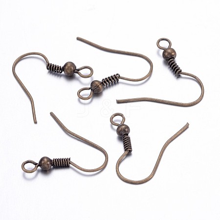Brass Antique Bronze Earring Hooks with Bead Charms X-KK-Q261-1-1