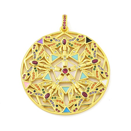 Real 18K Gold Plated Brass Micro Pave Cubic Zirconia Pendants KK-R159-41G-1