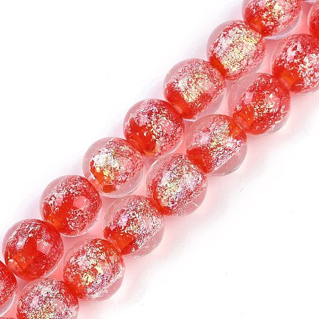 Handmade Gold Foil Lampwork Beads Strands LAMP-Q002-01G-1