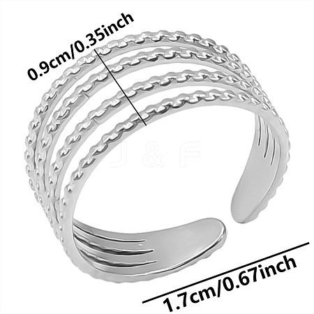 Geometric Minimalist Hollow 304 Stainless Steel Cuff Rings KD9952-1-1