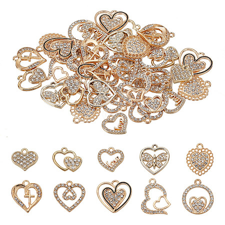 ARRICRAFT 40Pcs 10 Styles Alloy Rhinestone Pendants ALRI-AR0001-10-1