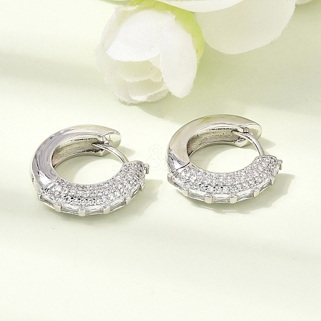 Brass Micro Pave Cubic Zirconia Hoop Earrings KK-CBA8324-22P-05-1