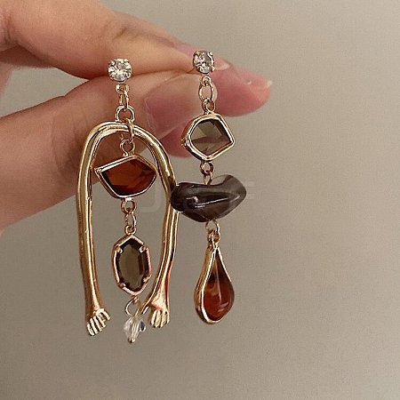 Zinc Alloy Resin Dangle Earrings FS-WG0D0C1-01-1