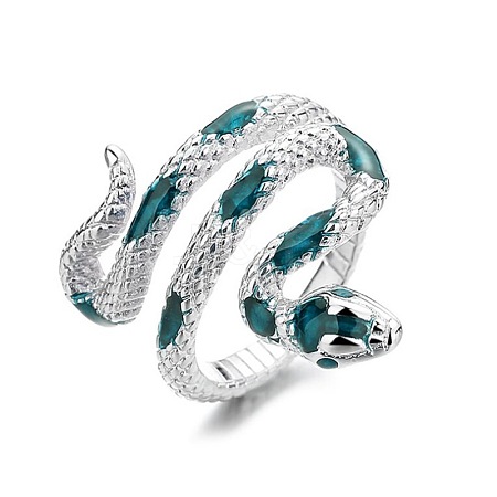 Cool Snake Shape Alloy Resin Open Cuff Ring NN8506-3-1