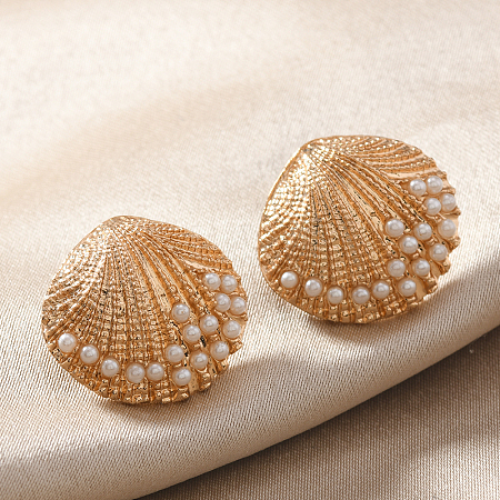 Chic Zinc Alloy Shell Shape Stud Earrings FH5458-1