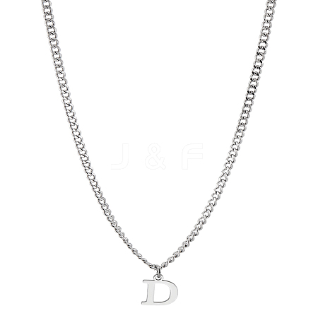 1Pc 304 Stainless Steel Letter Pendant Necklaces NJEW-LP0001-33D-P-1