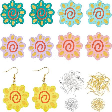 Olycraft 3D Printed Sunflower Charm Dangle Earring Making Kit for Girl Women DIY-OC0007-69-1