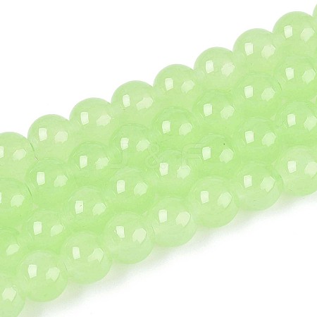 Baking Paint Imitation Jade Glass Round Bead Strands X1-DGLA-Q021-8mm-08-1