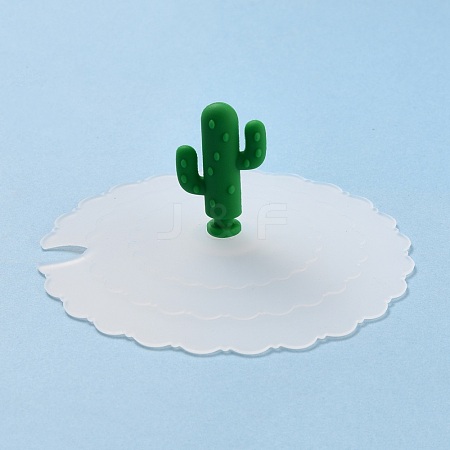 Cactus Food Grade Silicone Cup Cover Lid AJEW-G031-05-1