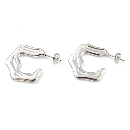 304 Stainless Steel Twist Ring Stud Earrings EJEW-I290-01P-1