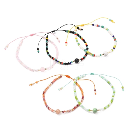 Adjustable Nylon Thread Braided Bead Bracelets BJEW-JB05658-1