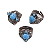 Synthetic Turquoise Retro Finger Rings RJEW-B067-01R-22-1