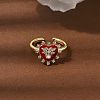 Brass Micro Pave Cubic Zirconia Cuff Open Rings for Women RJEW-B160-09G-1